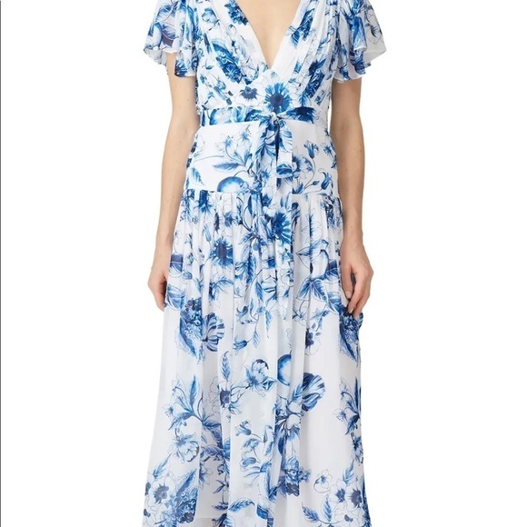 ML Monique Lhuillier White Floral Wrap Dress Bridesmaids Bridal Size 2 - Picture 11 of 11